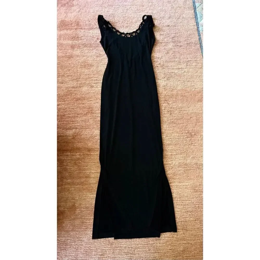 Hugo Buscati Collection Black Maxi Dress Size 4 Open Back Evening Gown